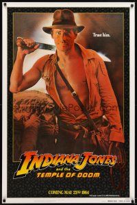 6g438 INDIANA JONES & THE TEMPLE OF DOOM int'l teaser 1sh '84 c/u of Harrison Ford, trust him!