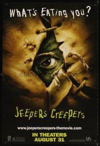 6g453 JEEPERS CREEPERS teaser 1sh '01 Justin Long, creepy image, what's eating you?