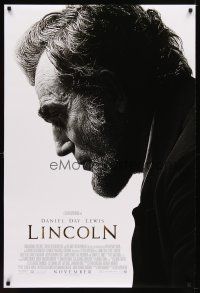 6g486 LINCOLN advance DS 1sh '12 cool image of Daniel Day-Lewis in title role!