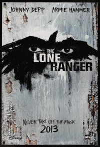 6g491 LONE RANGER teaser DS 1sh '13 Johnny Depp, Armie Hammer in title role!