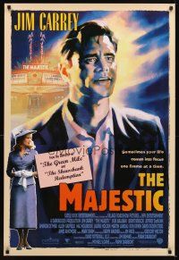 6g507 MAJESTIC int'l DS 1sh '01 great art of Jim Carrey, directed by Frank Darabont!