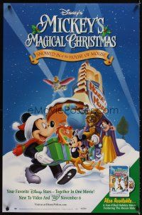 6g529 MICKEY'S MAGICAL CHRISTMAS video 1sh '01 cool image of Mickey Mouse and the gang!