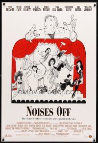 6g560 NOISES OFF DS 1sh '92 great wacky Al Hirschfeld art of cast as puppets!