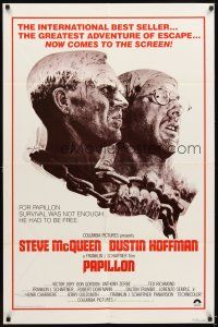 6g576 PAPILLON 1sh R80 art of prisoners Steve McQueen & Dustin Hoffman by Tom Jung!