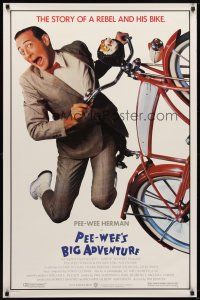 6g579 PEE-WEE'S BIG ADVENTURE 1sh '85 Tim Burton, best image of Paul Reubens & his beloved bike!