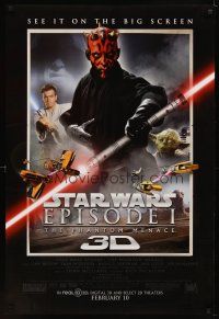 6g583 PHANTOM MENACE advance DS 1sh R12 George Lucas, Star Wars Episode I in 3-D!