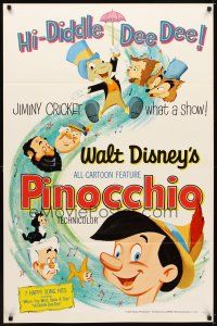 6g589 PINOCCHIO 1sh R62 Disney classic fantasy cartoon about a wooden boy who wants to be real!