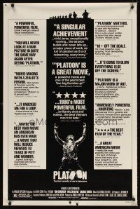 6g593 PLATOON reviews 1sh '86 Oliver Stone, Tom Berenger, Willem Dafoe, Vietnam War!