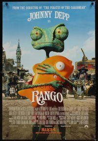 6g617 RANGO advance DS 1sh '11 voice of Johnny Depp in title role, cute lizard w/fish!
