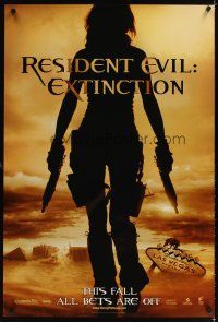6g626 RESIDENT EVIL: EXTINCTION teaser DS 1sh '07 sexy Milla Jovovich in zombie killing action!