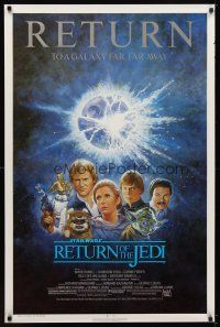 6g629 RETURN OF THE JEDI 1sh R85 George Lucas classic, different montage art by Tom Jung!