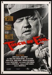 6g754 TOUCH OF EVIL heavy stock 1sh R98 close-up of Orson Welles, Charlton Heston & Janet Leigh!