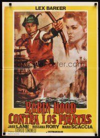 6e006 ROBIN HOOD & THE PIRATES Argentinean 21x29 '61 art of Lex Barker in title role!