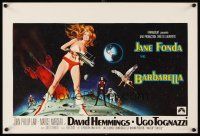 6e323 BARBARELLA Belgian '68 sexiest sci-fi art of Jane Fonda by Robert McGinnis, Roger Vadim!