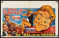 6e324 BATHING BEAUTY Belgian R1960s wacky art of Red Skelton & sexy smiling Esther Williams!