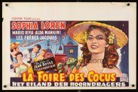 6e333 COUNTRY OF THE CAMPANELLI Belgian '54 art of sexy Sophia Loren & guys on ship!