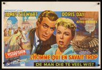 6e356 MAN WHO KNEW TOO MUCH Belgian '56 directed by Alfred Hitchcock, James Stewart & Doris Day!