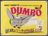 6e138 DUMBO British quad R71 colorful art from Walt Disney circus elephant classic!