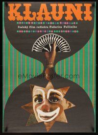 6e474 CLOWNS Czech 23x33 '73 Federico Fellini directs & stars, art of circus clown by Nemecek!