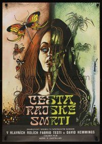 6e486 DOPE WAY Czech 23x33 '77 La via dello droga, creepy psychedelic artwork by Saudek!