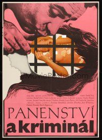 6e553 VIRGINITY & PRISON Czech 23x33 '69 Panenstvi a kriminal, Ziegler art of Mensik & nude woman!