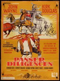 6e315 WAR WAGON Danish '67 John Wayne & Kirk Douglas, different art by Lundvald!