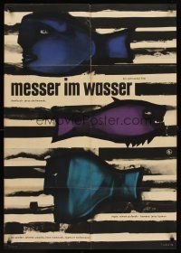 6e020 KNIFE IN THE WATER East German 23x32 '65 Roman Polanski's Noz w Wodzie, cool art by Lenica!