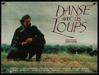 6e169 DANCES WITH WOLVES French 23x32 '91 cool image of Kevin Costner & buffalo!