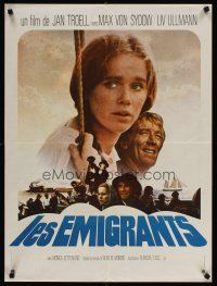 6e170 EMIGRANTS French 23x32 '71 great close up of Liv Ullmann, Max Von Sydow, Jan Treoll