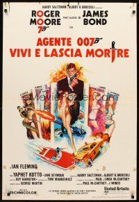 6e081 LIVE & LET DIE Italian 1sh '73 art of Roger Moore as James Bond by Robert McGinnis!