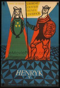 6e614 HENRY V Polish 23x33 '56 Laurence Olivier, William Shakespeare, cool Mroszczak art!
