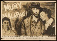 6e682 WALLS OF MALAPAGA Polish 23x33 '49 Rene Clement, Fangor art of Jean Gabin & Isa Miranda!