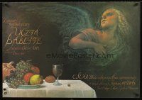 6e695 BABETTE'S FEAST Polish 27x38 '89 great Wieslaw Walkuski art of angel & feast!