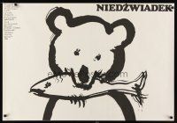 6e698 BEAR Polish 27x38 '88 Jean-Jacques Annaud's L'Ours, cool M. Wasilewski art of bear w/fish!