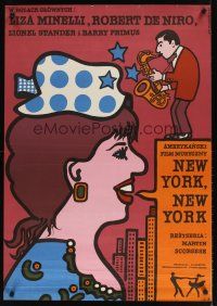 6e747 NEW YORK NEW YORK Polish 27x38 '78 Mlodozeniec art of De Niro & singing Liza Minnelli!