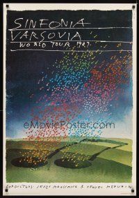 6e792 WARSAW SYMPHONY English Polish 27x38 '87 really cool rare Saul Bass musical artwork!