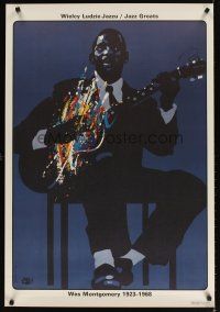 6e793 WES MONTGOMERY: JAZZ GREATS Polish commercial poster '90 Swierzy art of musician!