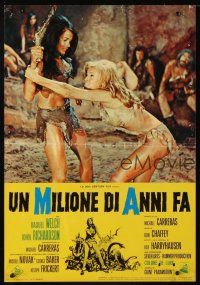 6e099 ONE MILLION YEARS B.C. set of 2 Italian photobustas '66 Raquel Welch, Martine Beswick!