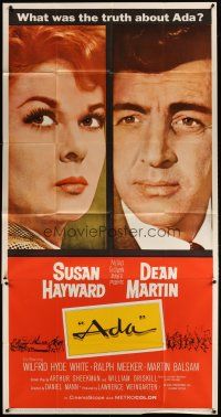 6h489 ADA 3sh '61 super close portraits of Susan Hayward & Dean Martin, what was the truth?
