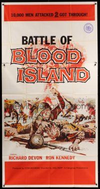 6h508 BATTLE OF BLOOD ISLAND 3sh '60 Joel Rapp, Richard Devon, incredibly bloody war artwork!