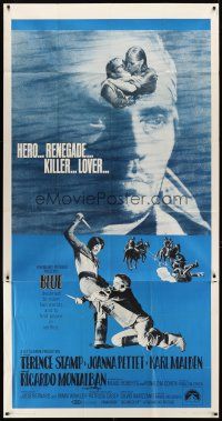 6h520 BLUE 3sh '68 huge close up of Terence Stamp, Joanna Pettet, English western!