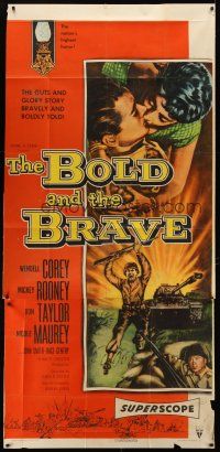 6h521 BOLD & THE BRAVE 3sh '56 the guts & glory story boldly and bravely told, love is beautiful!