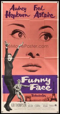 6h590 FUNNY FACE 3sh R65 art of Audrey Hepburn close up & full-length + Fred Astaire!