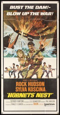 6h627 HORNETS' NEST int'l 3sh '70 Rock Hudson, great cast portrait of nine teens with guns!