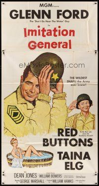 6h643 IMITATION GENERAL 3sh '58 art of soldiers Glenn Ford & Red Buttons + sexy Taina Elg!