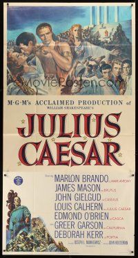 6h661 JULIUS CAESAR 3sh '53 art of Marlon Brando, James Mason & Greer Garson, Shakespeare