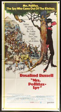 6h727 MRS. POLLIFAX - SPY 3sh '71 Rosalind Russell, wacky Frank Frazetta artwork!