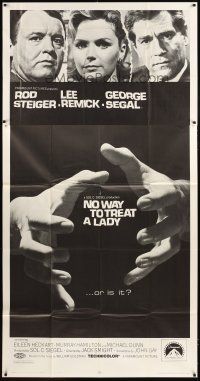 6h740 NO WAY TO TREAT A LADY 3sh '68 Rod Steiger, Lee Remick & Segal, hands about to strangle!