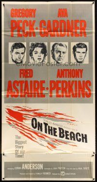6h751 ON THE BEACH 3sh '59 art of Gregory Peck, Ava Gardner, Fred Astaire & Anthony Perkins!