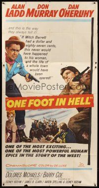 6h753 ONE FOOT IN HELL 3sh '60 Alan Ladd, Don Murray, hell came to town wearing a badge!
